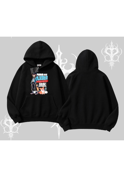 Startmore Kapşonlu Sweatshirt Anime Hiker Girl Balance Is Everything Baskılı Siyah