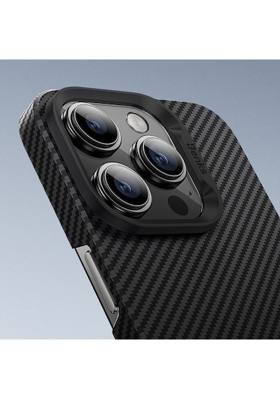 Apple Uyumlu iPhone 16 Pro Kılıf Benks M-safe Metal Kamera Çerçeveli Magnetik Armorair 600d Kevlar Fiber Siyah Siyah