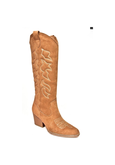 Fox Shoes T296815002 Taba Süet Kovboy Model Kadın Çizme Taba-Süet