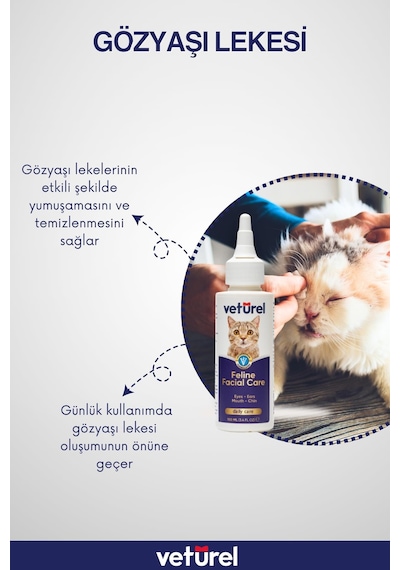 Kedi Yüz Temizleme Solüsyonu Kedi Aknesi Gözyaşı Lekesi Göz Damlası Akıntı Kaşıntı Bakımı 100ml
