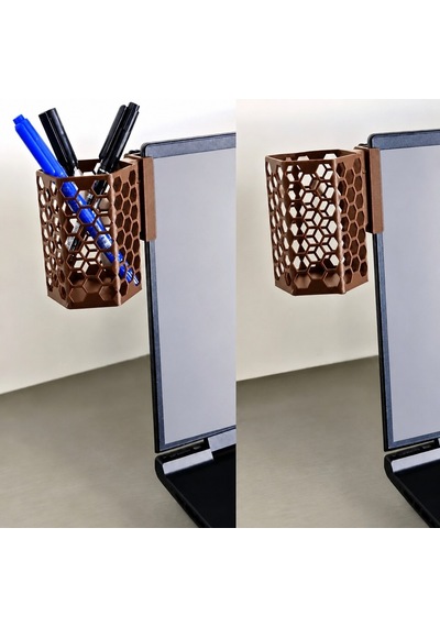 Alvera Monitor Kalemlik 3d Baskı Petek Desenli Laptop Kenar Altıgen Kalemlik-kahverengi