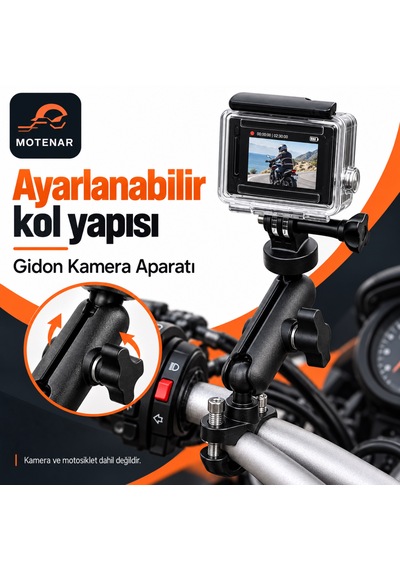 Motenar Gidon Bağlantılı Aksiyon Kamera Aparatı 360 Siyah