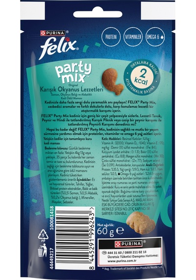 Felix Party Mix Karışık Okyanus Lezzetleri Kedi Ödül Maması X8