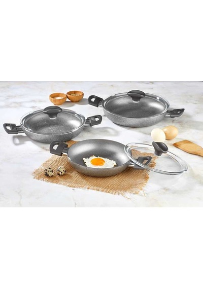 Papilla Fred 18-20-22 CM 6'lı Sahan Seti. Gri