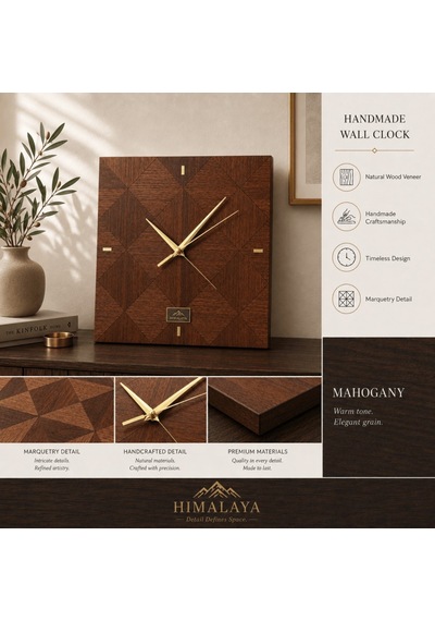 Himalaya Collection Doğal Ahşap Kaplama Duvar Saati
