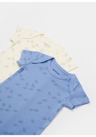BabyCosy Organik Modal Fil Baskılı 2 Li Kısa Kollu Tulum Csym11425 001