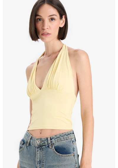 Defacto Slim Fit Dar Kesim Halter Yaka Atlet F7678ax25auyl252 SARI
