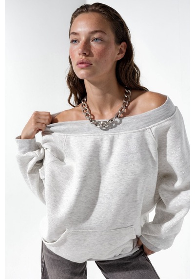 Hiccup Busem Kadın Pamuk Karışımlı Sweatshirt Açık Gri