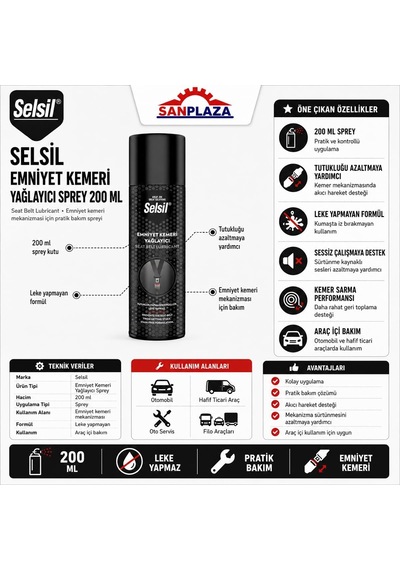 Selsil Emniyet Kemeri Yağlayıcı Sprey 200 Ml Düzgün Sarılması İçin Bakım Koruyucu Sprey 1-2-3-5-36 Adet 1 Adet Diğer