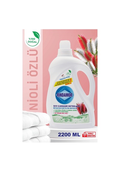 % 100 Doğal Bitkisel Sıvı Çamaşır Deterjanı Organik Nioli Yağlı - Beyazlar İçin Ultra Beyazlık 2200 ML