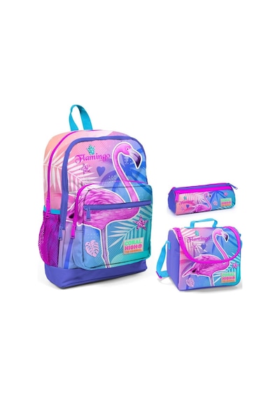 Coral High Pembe Flamingo Kız Çocuk 3'lü İlkokul Çanta Seti