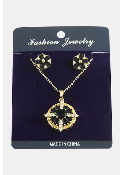 Çiçek Zirkon Taşlı Set Kolye Çok Renkli 71795979