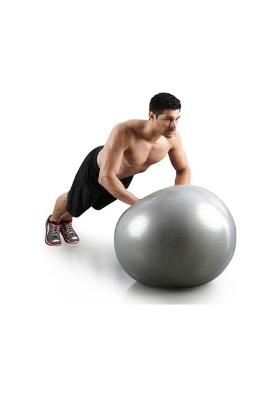 Gri Pilates Topu - Pompa 65 Cm Yoga Topu Spor Salonu Denge Topu Dayanıklı Fitness Top