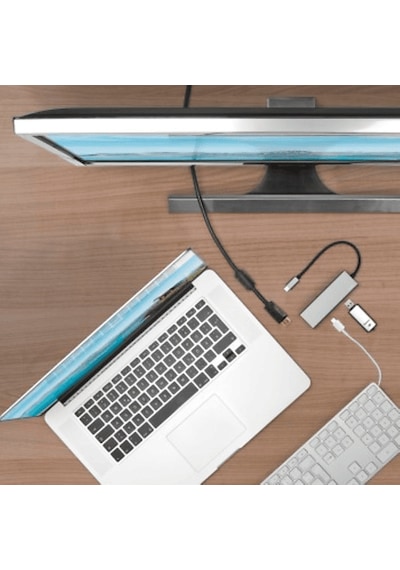Hama Hm.200107 Usb-c 3.2 Adaptör, 2xusb-a, 1xusb-c, 1xhdmı Usb Hub Gri Renk-Gri