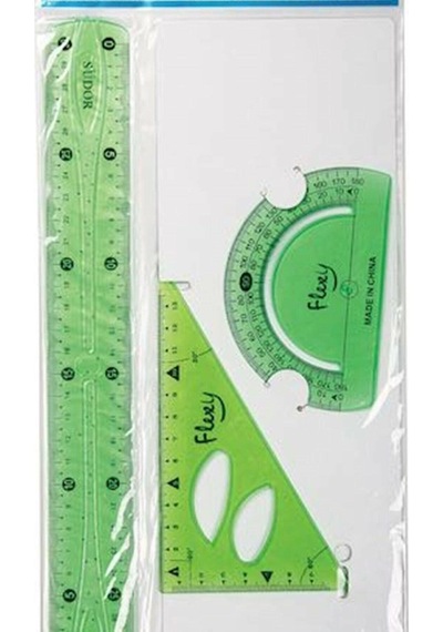 südor  flexible ruler set  flexi cetvel set yeşil pembe sarı mav