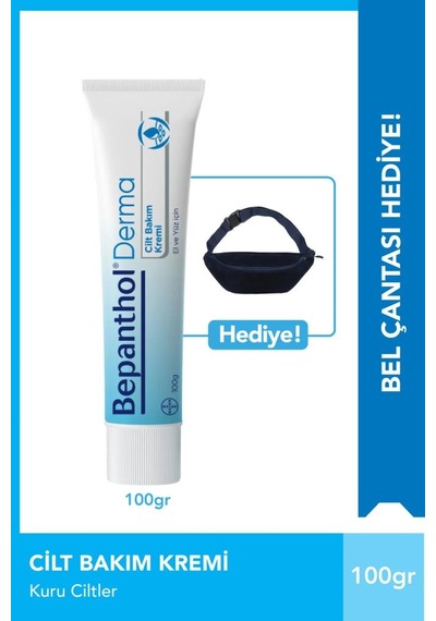 Bepanthol Derma Kuru Ciltler için Bakım Kremi 100 G + Bel Çantası