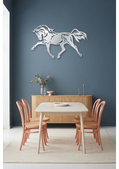 At Metal Duvar Tablosu - Duvar Sanatı - Duvar Dekoru - Gümüş