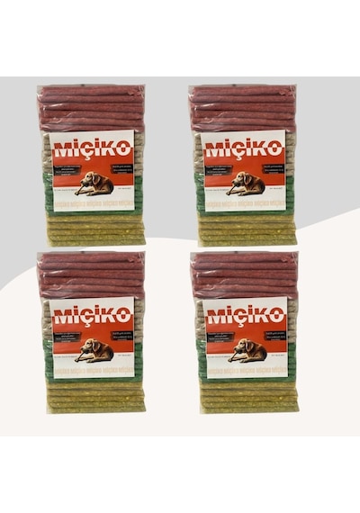 Miçiko Köpekler İçin 100'lü Renkli Munchy Diş Sağlığı Ödül Çubuğu 4 Paket 400 Adet
