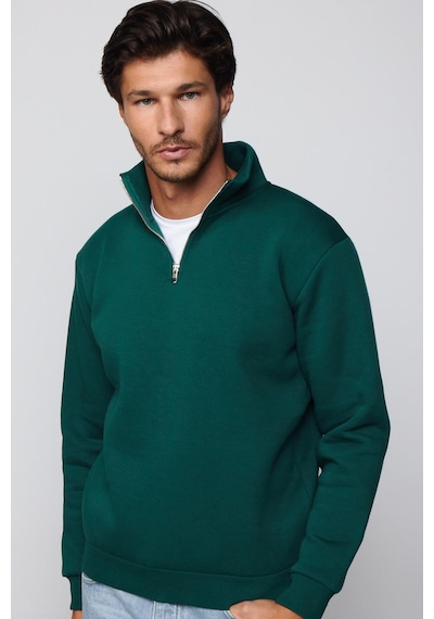 Tudors Pamuklu Dik Yaka Fermuarlı Haki Unisex Sweatshirt-29037-haki Haki Tudors Pamuklu Dik Yaka Fermuarlı Haki Unisex Sweatshirt-29037-haki Haki