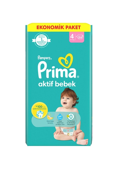 Prima Aktif Bebek 4 Beden Maxi Bebek Bezi Fırsat Paketi 54 Adet