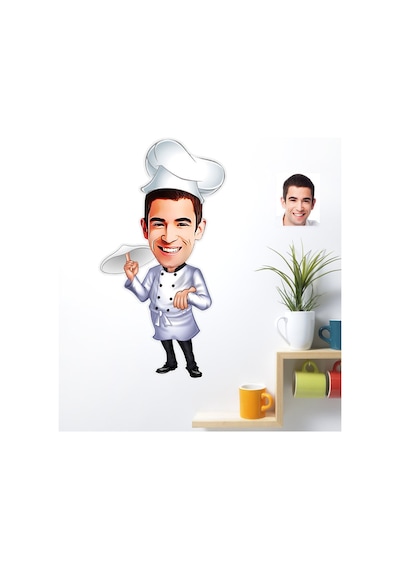 Kişiye Özel Bay Chef Karikatürlü Duvar Sticker 50X70CM 4
