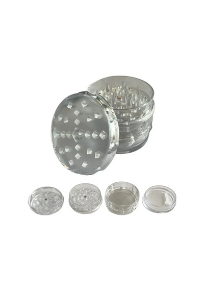 4 Katmanlı Şeffaf Plastik Baharat Öğütücü 60mm Açık Ahşap