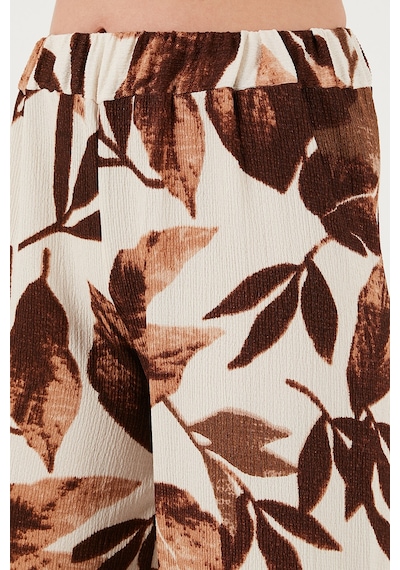 Lela Desenli Regular Fit Truvakar Kol V Yaka Alt-Üst Bayan Takım 5865357 Camel