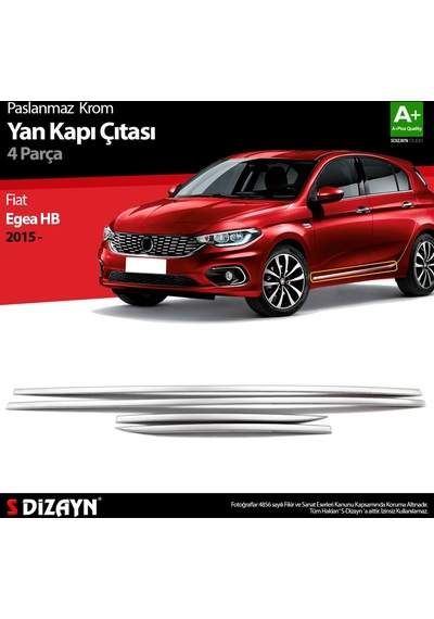 S-Dizayn  Fiat Egea Hb Krom Yan Kapı Çıtası 4 Prç. 2015 Üzeri