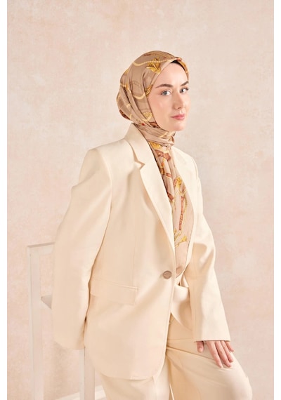 Silk Home Twill İpek Detailed Belt Eşarp Bej