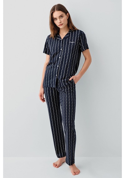 Pierre Cardin Kadın Lacivert Gömlek Pijama Takım Pc9209-s-v1 Lacivert