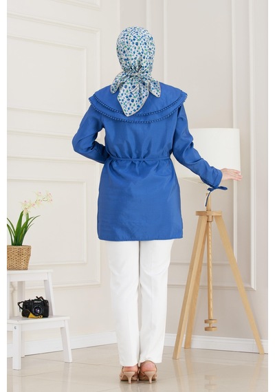Sevitli Çift Yaka Dantelli Tunik-bebe Mavi-4983 Bebek Mavisi