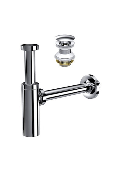 Suera Moon Ayarlanabilir Lavabo Sifonu + Qualis Pop-up Set Krom - Taşma Deliksiz