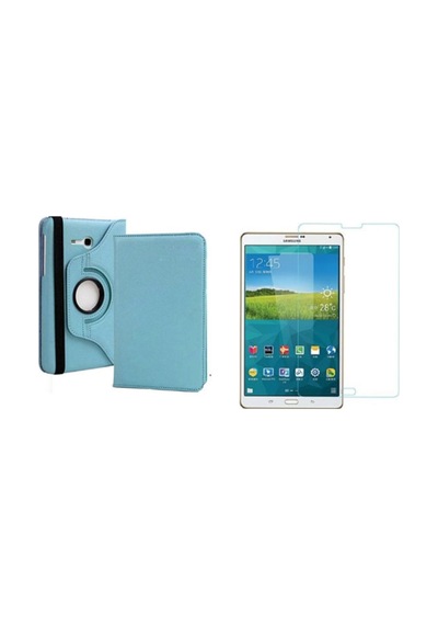 Samsung Galaxy Tab S2 Kılıf T710 360 Dönerli Standlı Tam Koruma Kılıf + Ekran Koruyucu Kapaklı Kılıf