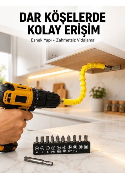 12 Li Akrobat Bits Vidalama Seti Esnek Uç Çok Yönlü Kullanım Yeni Nesil 04242178