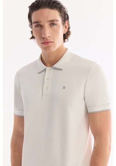 Avva Erkek Ekru Kıvrılmaz Polo Yaka Düğmeli Bi-stretch İnterlok Regular Fit T-shirt A61y1075