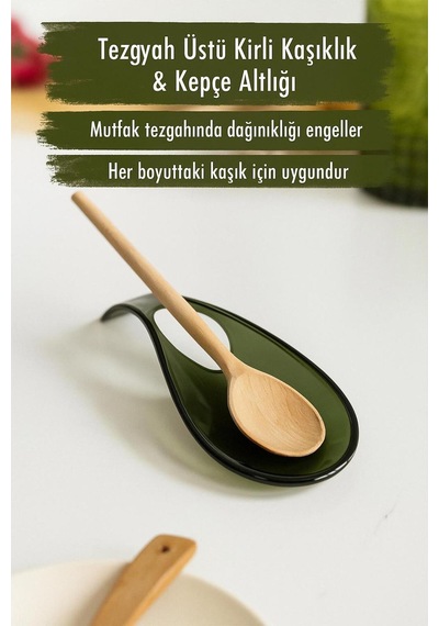 Akrilik Koyu Yeşil Tezgah Üstü Kirli Kaşıklık & Kepçe Altlığı Akrilik Yeşil Diğer