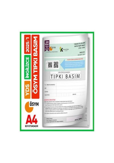 Yds İngilizce 2025/1 Yabancı Dil Sınavı Ösym Tıpkı Basım Çıkmış S