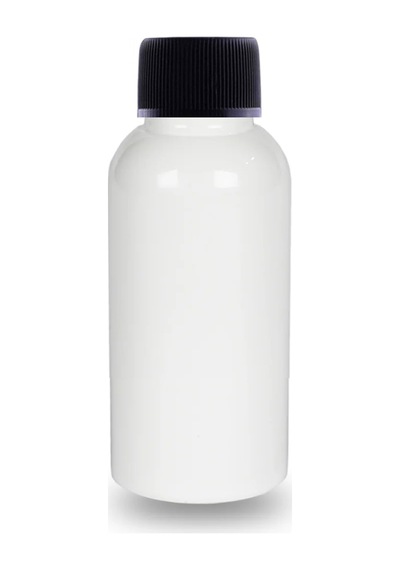 100 Adet - 100ml Plastik Beyaz Oval Boyunlu Şişe, Boş Düz Siyah Kapaklı Pet Şişe