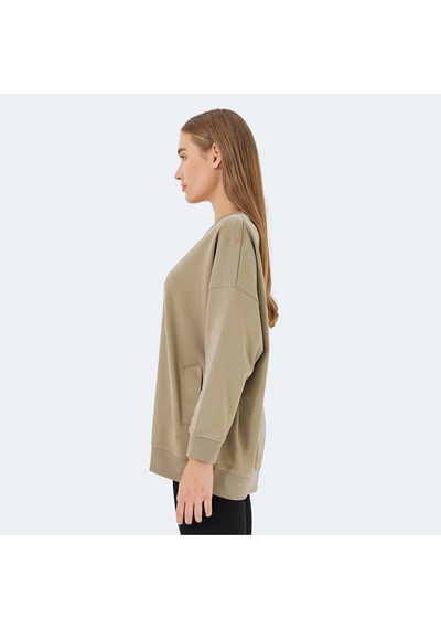 Slazenger VIKENTI SW Oversize Kadın Cepli Oversıze Koyu Yeşil Sweatshirt
