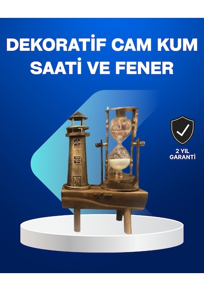 Deniz Feneri Tasarımlı Ahşap Kum Saati Retro Masa Aksesuarı Renkli