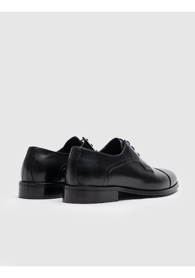 Cabani Hakiki Deri Siyah Bağcıklı Erkek Klasik Ayakkabı Siyah