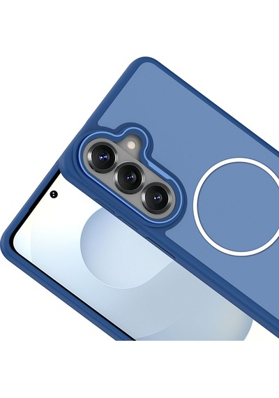 Maks Technology Galaxy Uyumlu S26 Plus Kılıf M-safe Şarj Özellikli Metal Kamera Çerçeveli Mkst Sanremo Silikon Kapak - Laci Lacivert