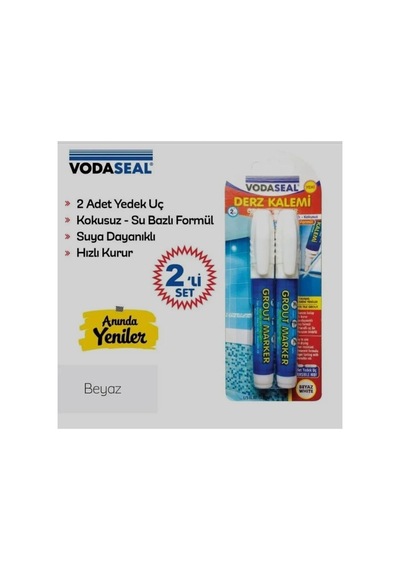 Derz Kalemi 2'li Set, Beyaz, Kokusuz Su Bazlı Formül Genel