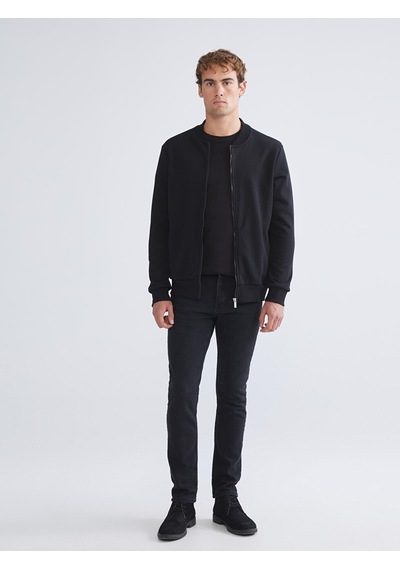 LC Waikiki Lc Waıkıkı Siyah Kolej Yaka Erkek Kalın Fermuarlı Sweatshirt