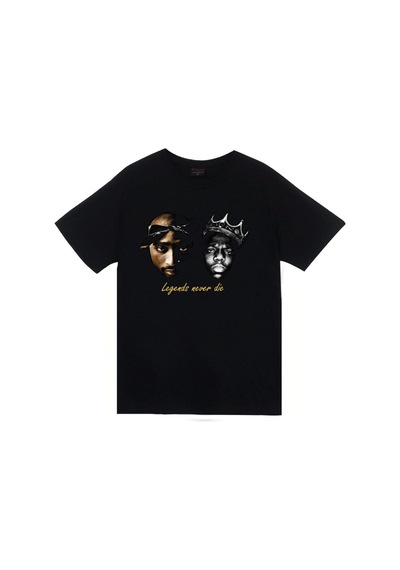 Stoned&Fame Tupac Shakur Biggie Baskılı Unisex Siyah %100 Pamuk T-shirt SIYAH Siyah