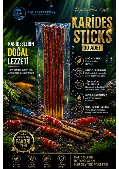 Aqua Expert Karides Sticks Karides Yemi 10 Lu Paket Doğal Besleyici Çubuk Yem Özel Formül
