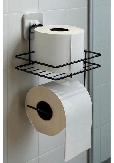 Yapışkanlı Tuvalet Wc, Stickerli Tuvalet Kağıtlığı Siyah Siyah