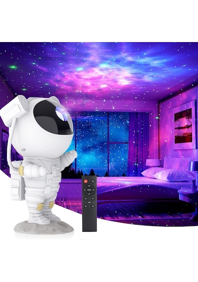 Yıldızlı Gökyüzü Gece Lambası, Projektör, Astronot Projektör Lamba, Odayı Dekore Etmek, Gece Lambası Ambiyansı, Çocuklar Ve Yetişkinler İçin Ev Partisi Hediyesi Beyaz