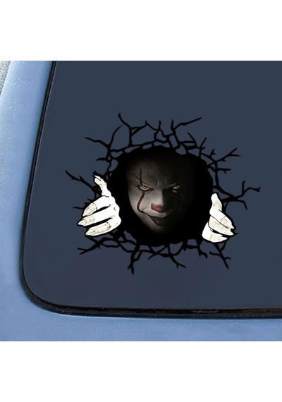 Korkunç Palyaço Sticker - Araba Oto Motosiklet Karavan Cam Sticker - 00107 15x12 Cm