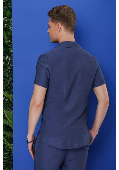Efor G 1549 Slim Fit İndigo Klasik Gömlek Indigo